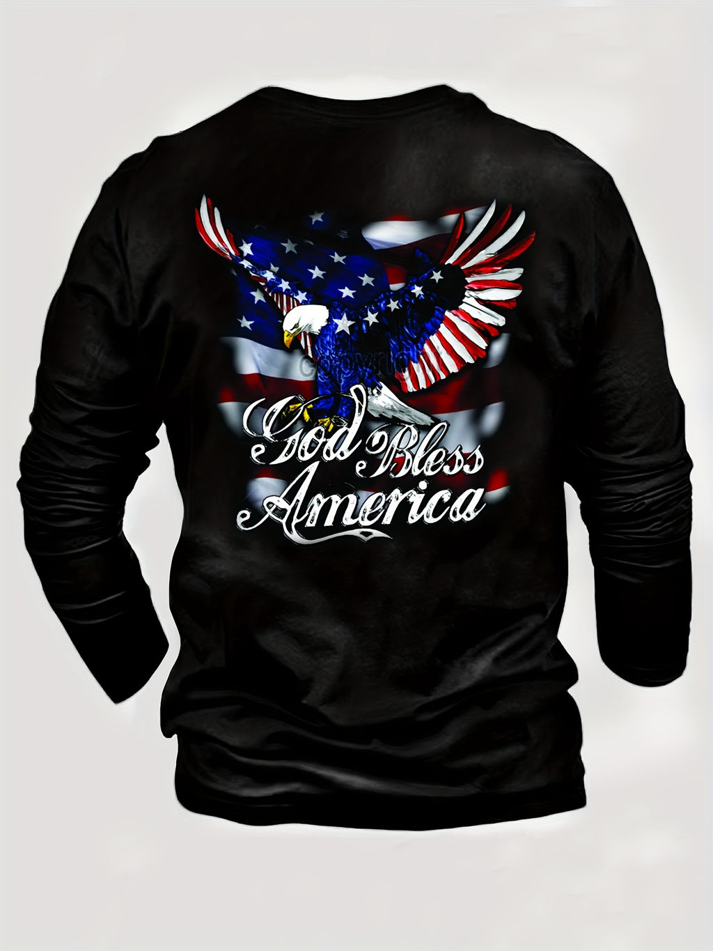 Eagle Print, Men's Long Sleeve Novelty T-shirt, Stylish Tees For Autumn, Mens Clothing