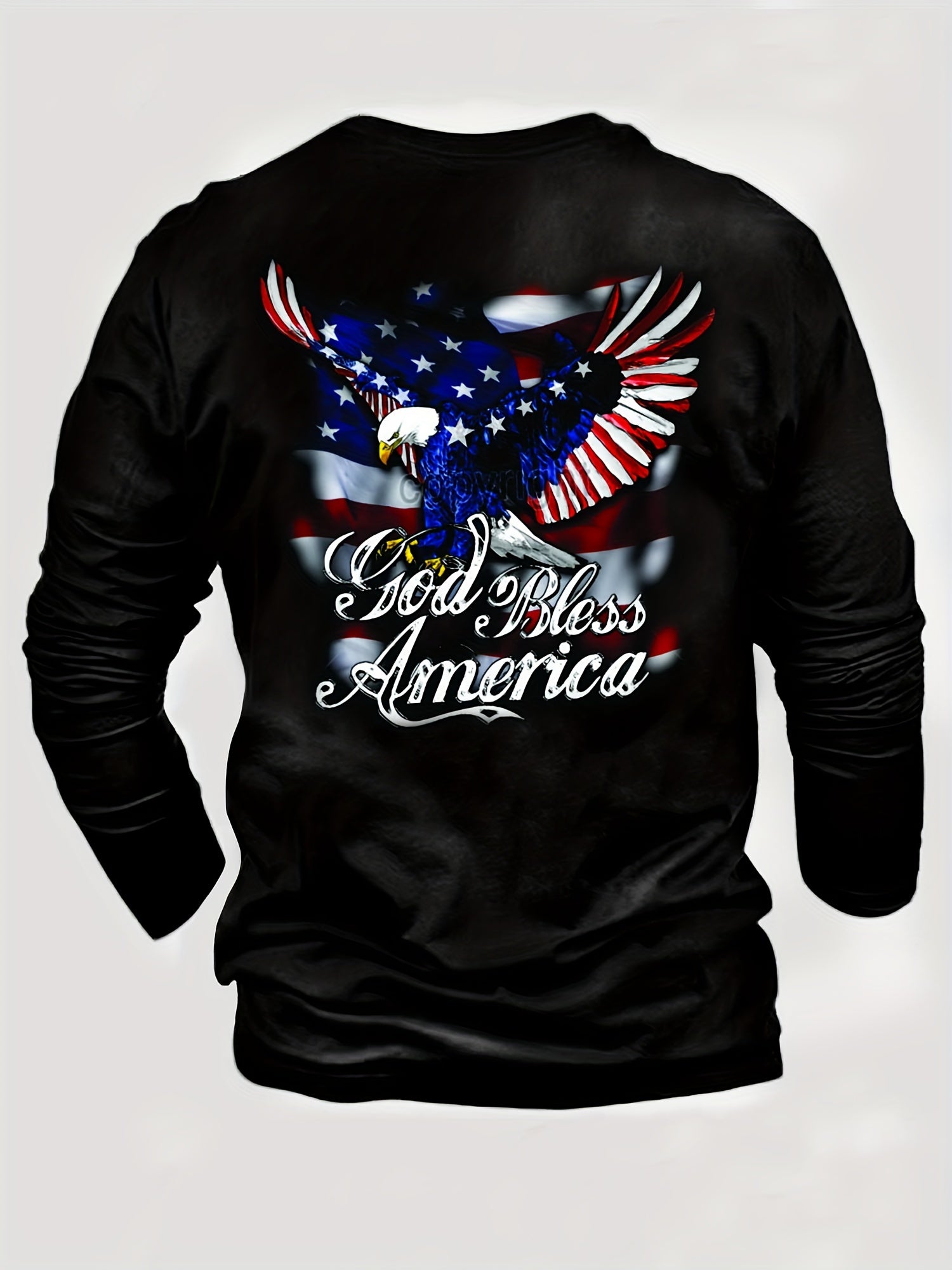 Eagle Print, Men's Long Sleeve Novelty T-shirt, Stylish Tees For Autumn, Mens Clothing