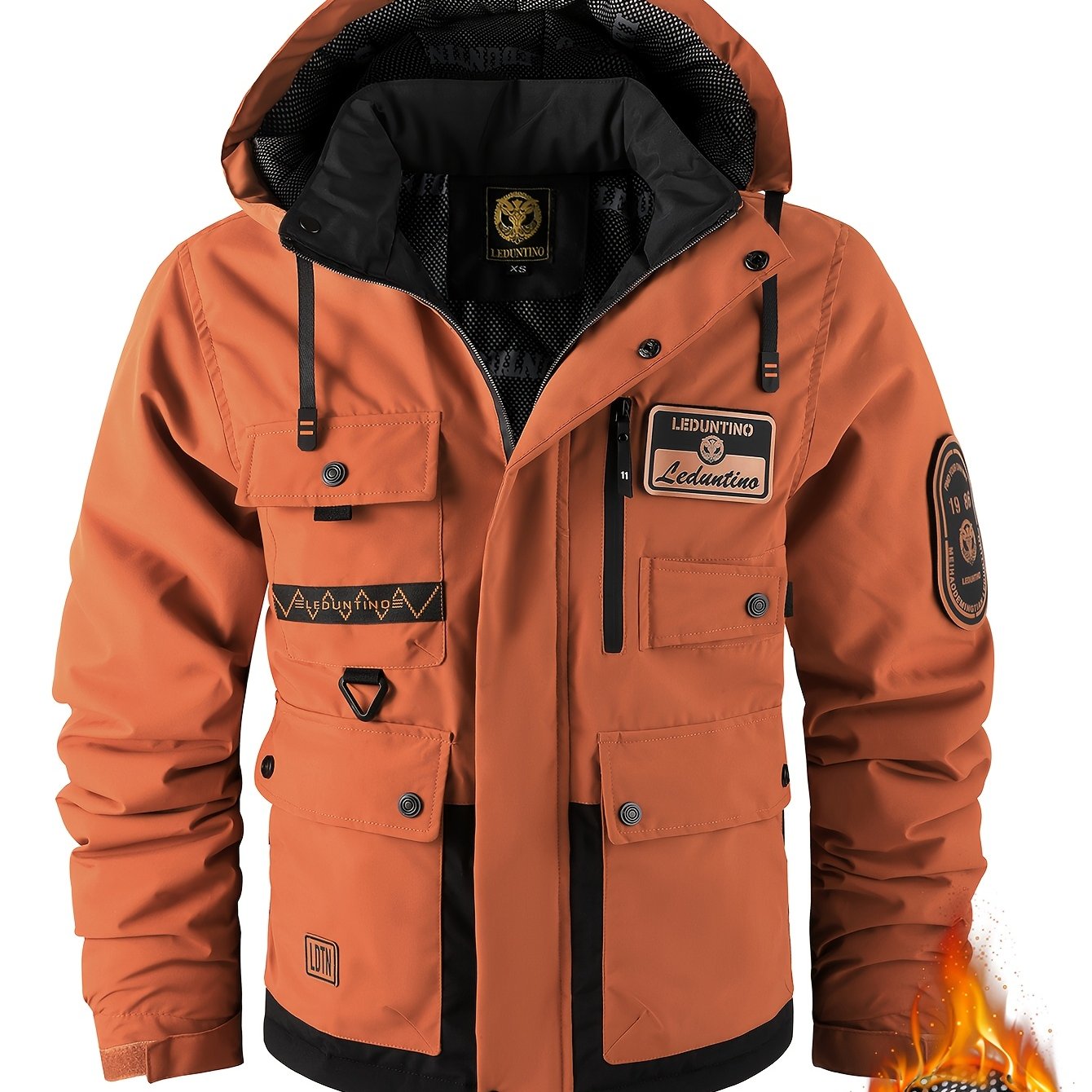 Men's Heavy-Duty Winter Padded Jacket with Detachable Hooded Vest-Like, Multi-Pocket Design & 3D Logo - Full-Zip Outdoor Coat for Skiing,M Snowboarding (White/Black, -Filled), Mens Winter Coats For Men, Winter Jackets For Men