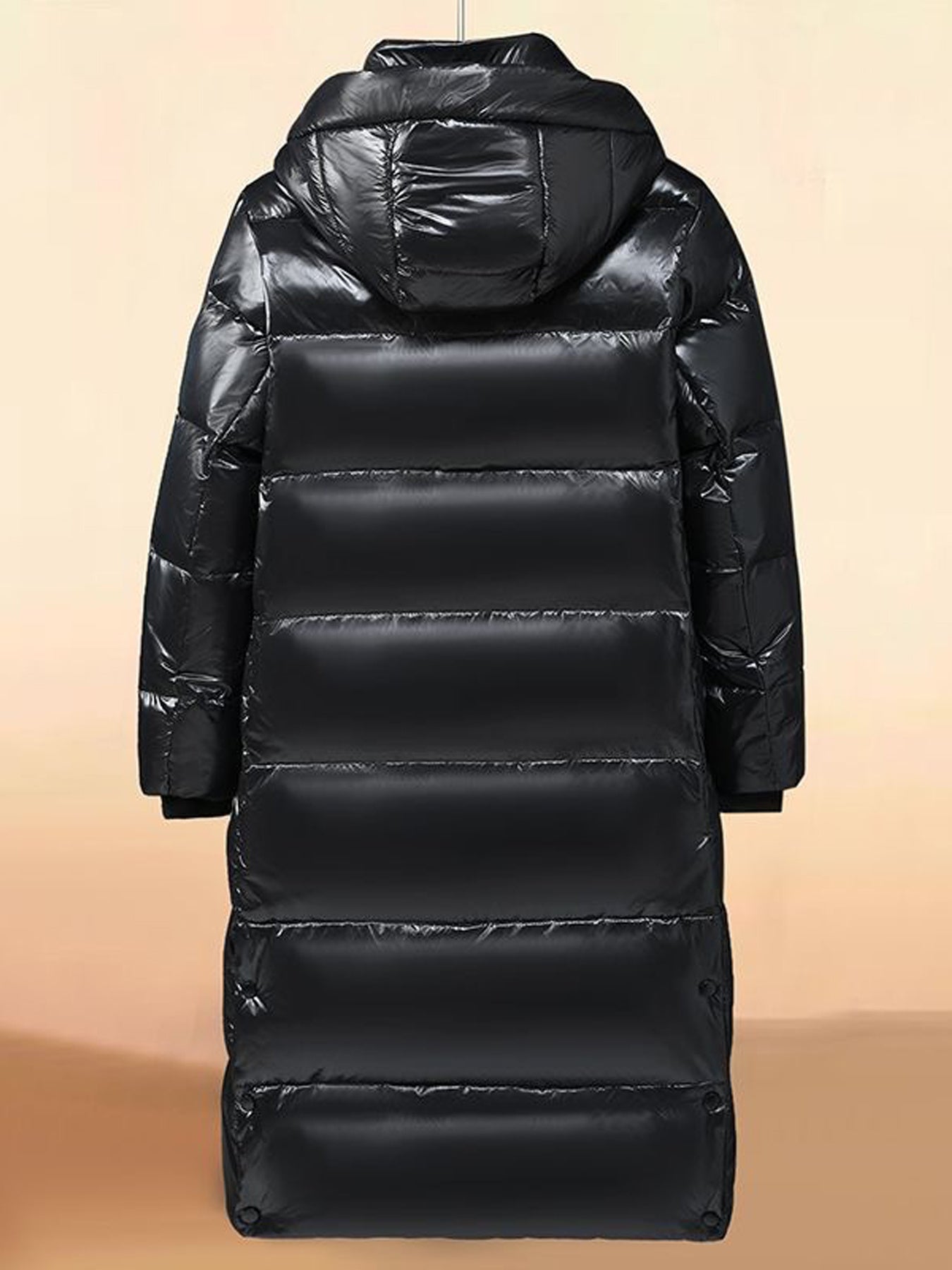 Men'S Heavyweight Winter Jacket with Hood - Thickened Insulated Long Coat, Full-Zip Closure, White Duck Filling, Solid Black & Golden Accent, Korean Style Casual Outerwear for Men & Teens, Cold Weather Warmth, Durable Shell,