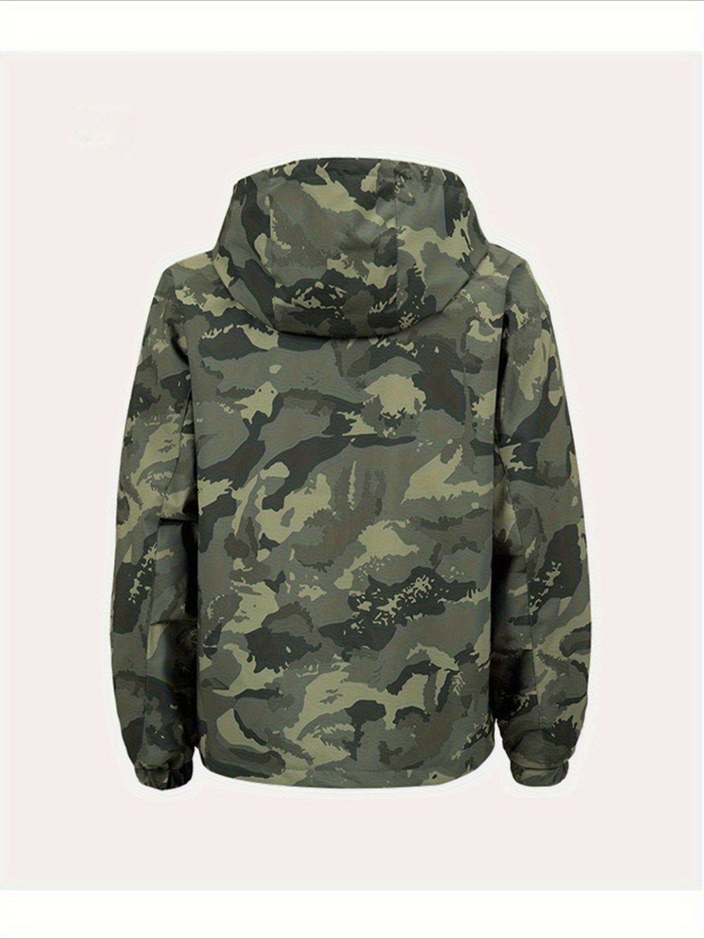 Men's Camouflage Hooded Jacket with Full-Zip Closure & Camo-Lining - Green/Brown/Tan Outdoor Coat, Machine-Washable Polyester for Hiking, Hunting, Army-Style Windbreaker, Hoodies For Men, Camouflage For Men, Camouflage Clothi