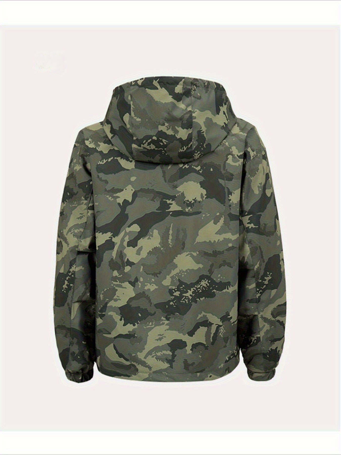 Men's Camouflage Hooded Jacket with Full-Zip Closure & Camo-Lining - Green/Brown/Tan Outdoor Coat, Machine-Washable Polyester for Hiking, Hunting, Army-Style Windbreaker, Hoodies For Men, Camouflage For Men, Camouflage Clothi