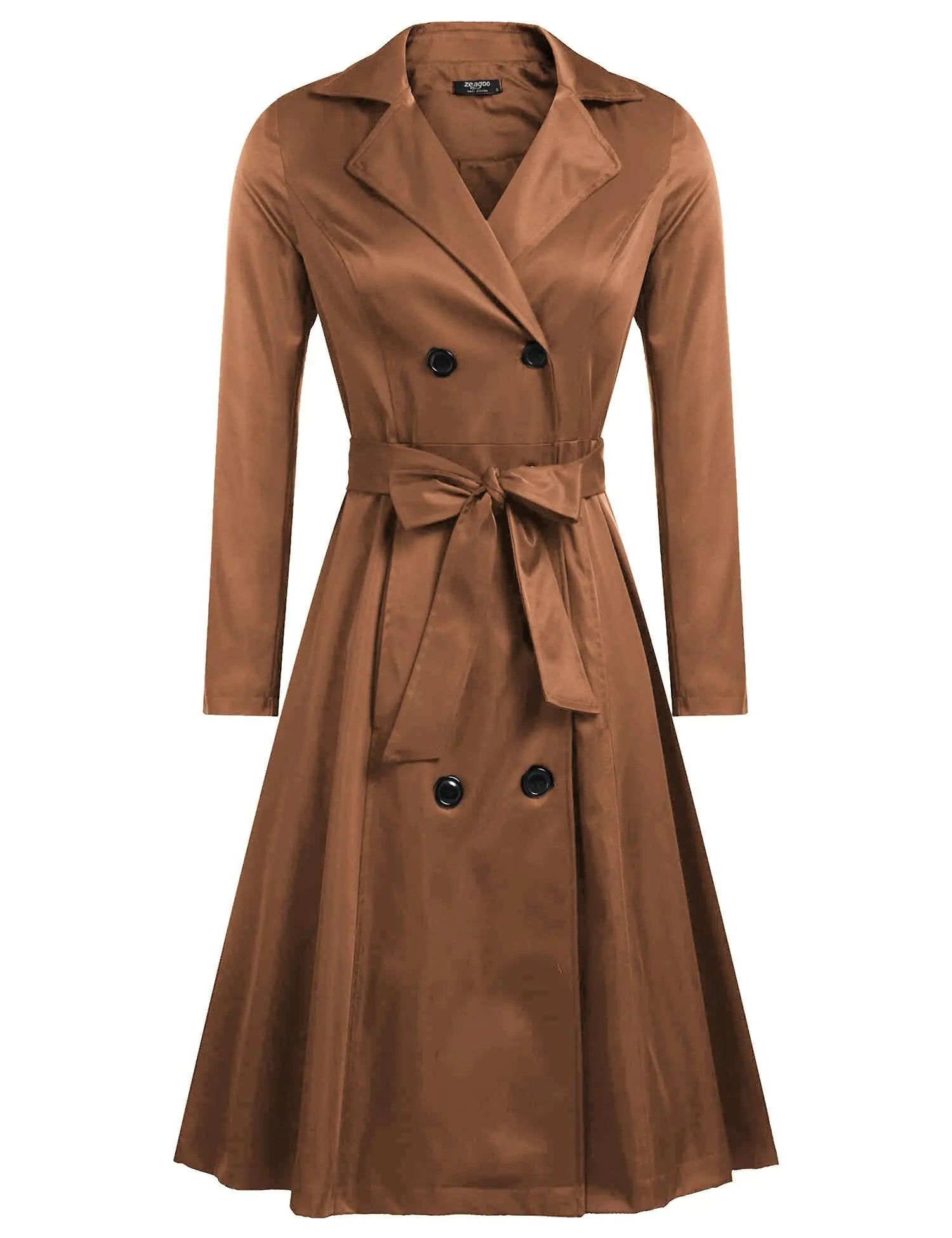 Zeagoo Womens Trench Coats Double-Breasted Long Coat with Belt