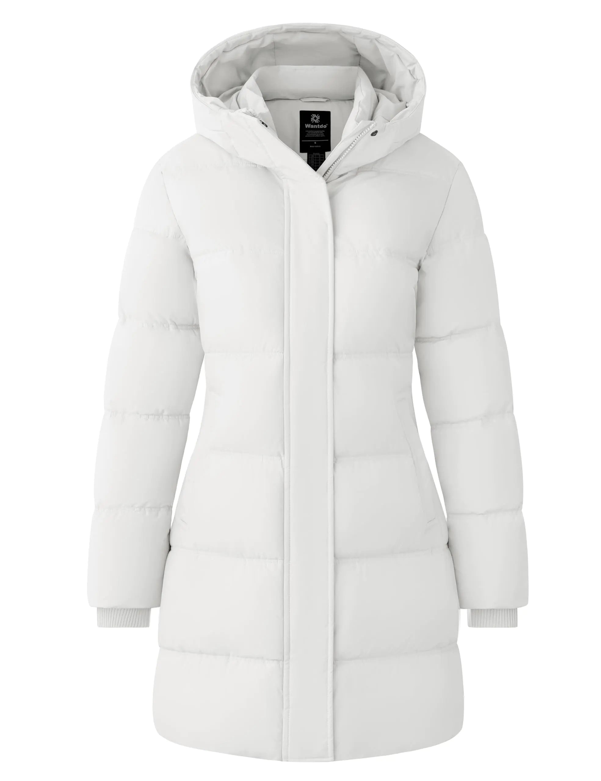 wantdo Womens Insulated Puffer Coat Quilted Parka Jacket With Hood(WhiteSmall)
