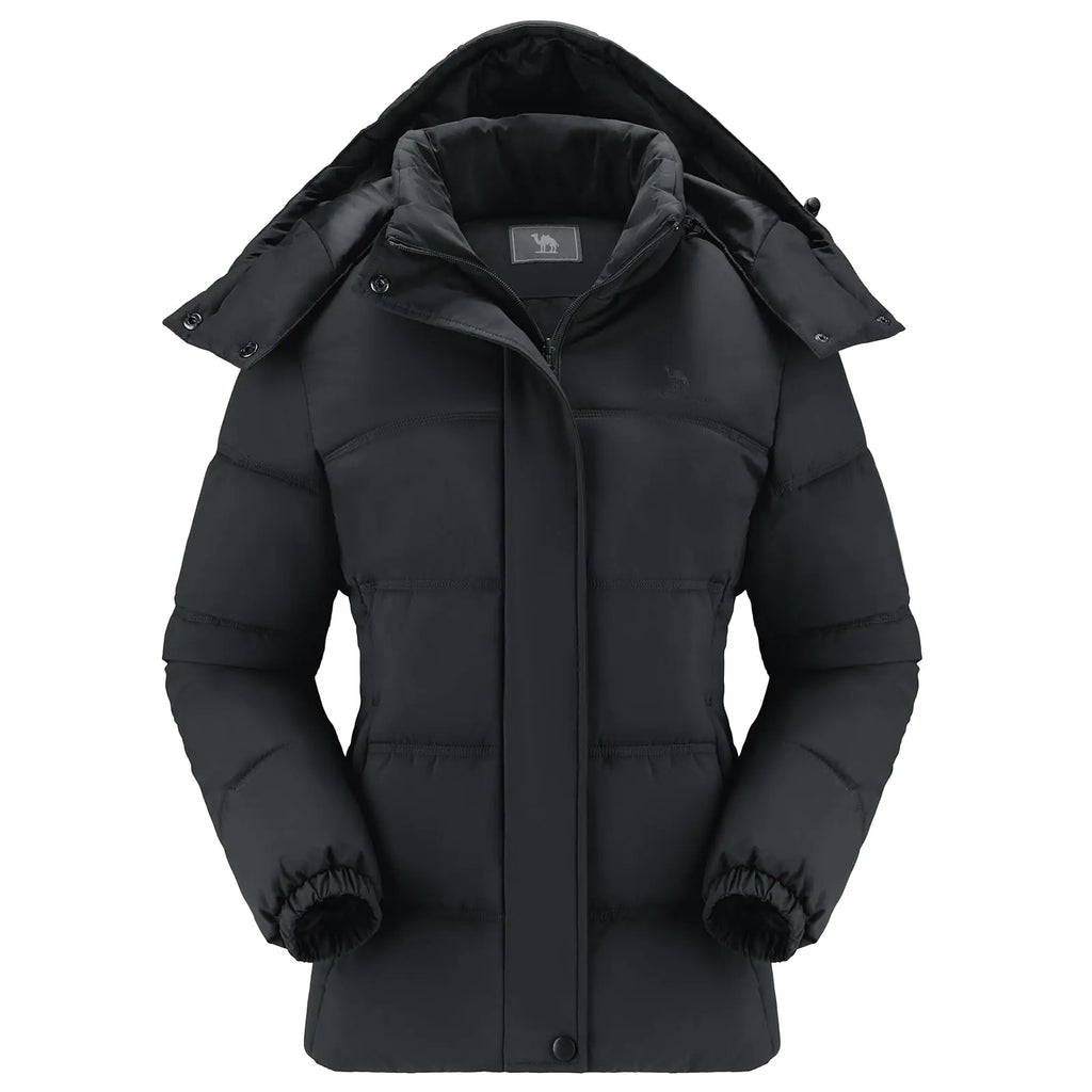 CAMEL CROWN Womens Puffer Jacket Winter Coat Warm Removable Hooded Jacket Waterproof Winter Coat Outerwear