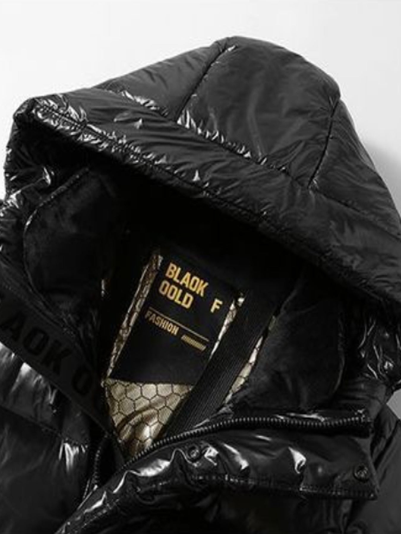 Men'S Heavyweight Winter Jacket with Hood - Thickened Insulated Long Coat, Full-Zip Closure, White Duck Filling, Solid Black & Golden Accent, Korean Style Casual Outerwear for Men & Teens, Cold Weather Warmth, Durable Shell,