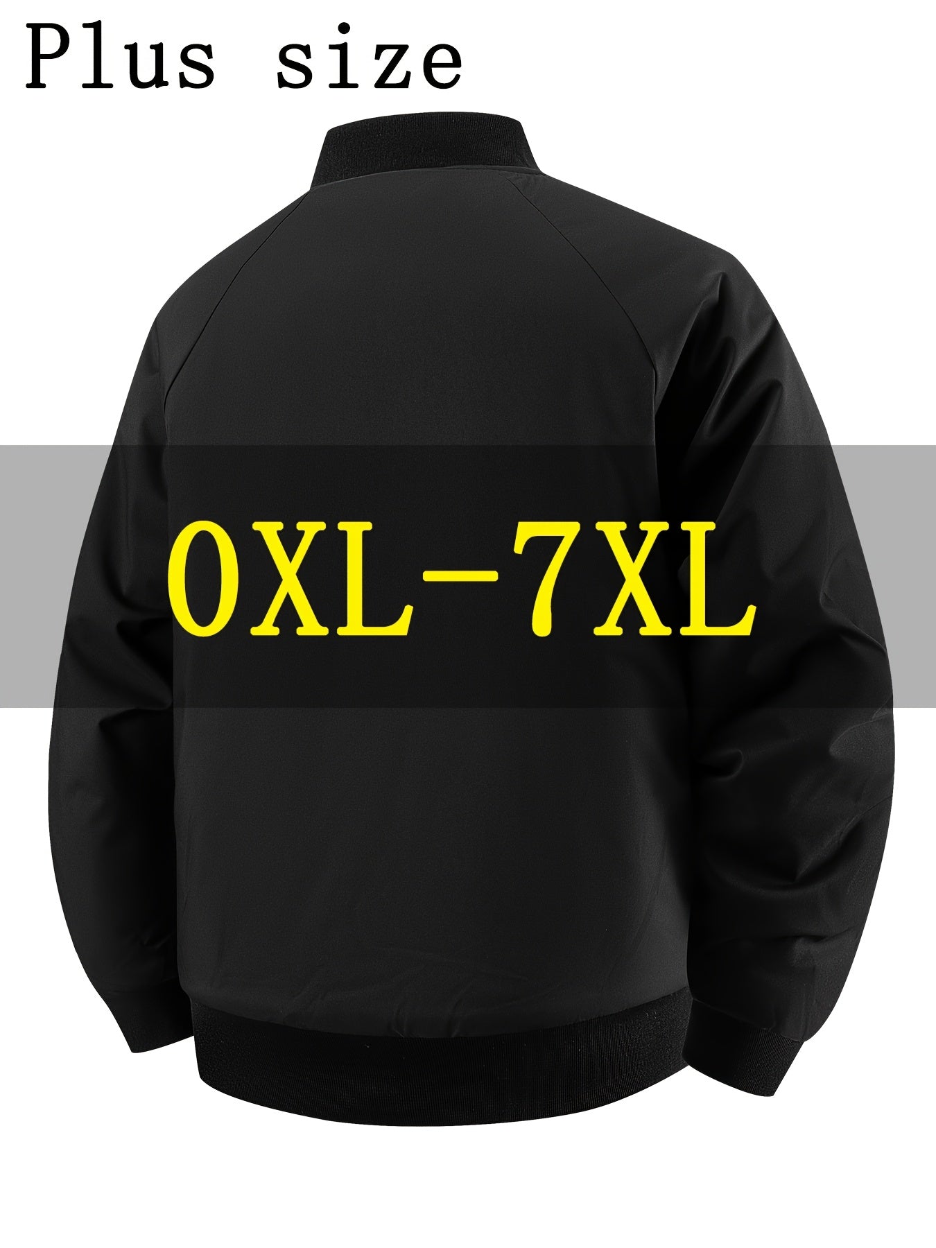 Men's Oversized Winter Bomber Jacket - Heavy-Duty Full-Zip Coat with Baseball Collar & Full-Length Zipper (0XL-7XL) - Large Size Chart, -Filled Pockets, Casual Cold Weather Outerwear for Big & Tall Men, PLUS SIZE, Mens Winter