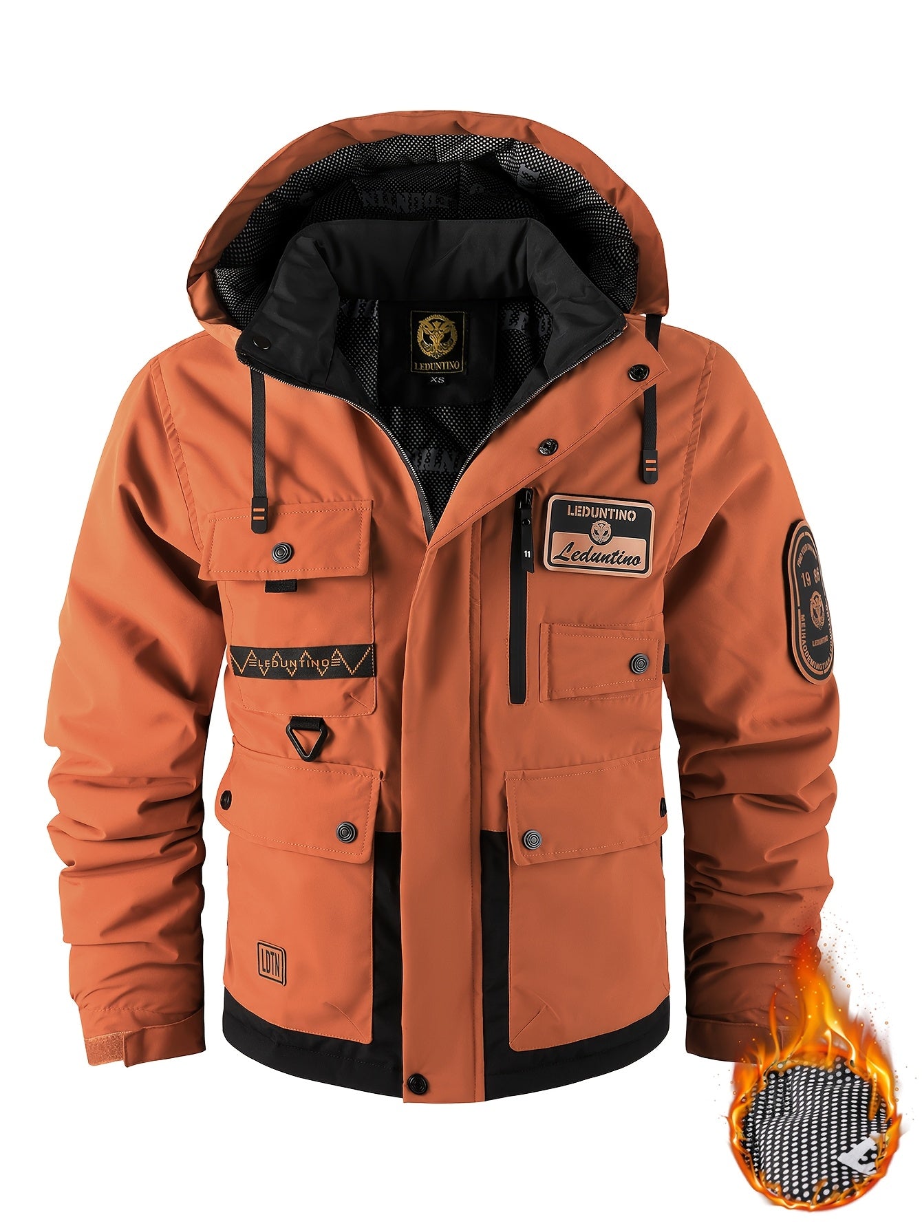 Men's Heavy-Duty Winter Padded Jacket with Detachable Hooded Vest-Like, Multi-Pocket Design & 3D Logo - Full-Zip Outdoor Coat for Skiing,M Snowboarding (White/Black, -Filled), Mens Winter Coats For Men, Winter Jackets For Men
